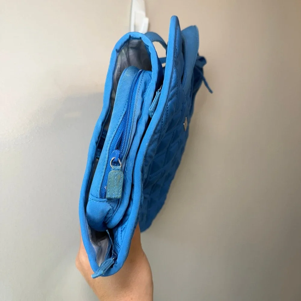 Vera Bradley Turquoise Blue Quilted Microfiber Hanging Travel Toiletry Organizer